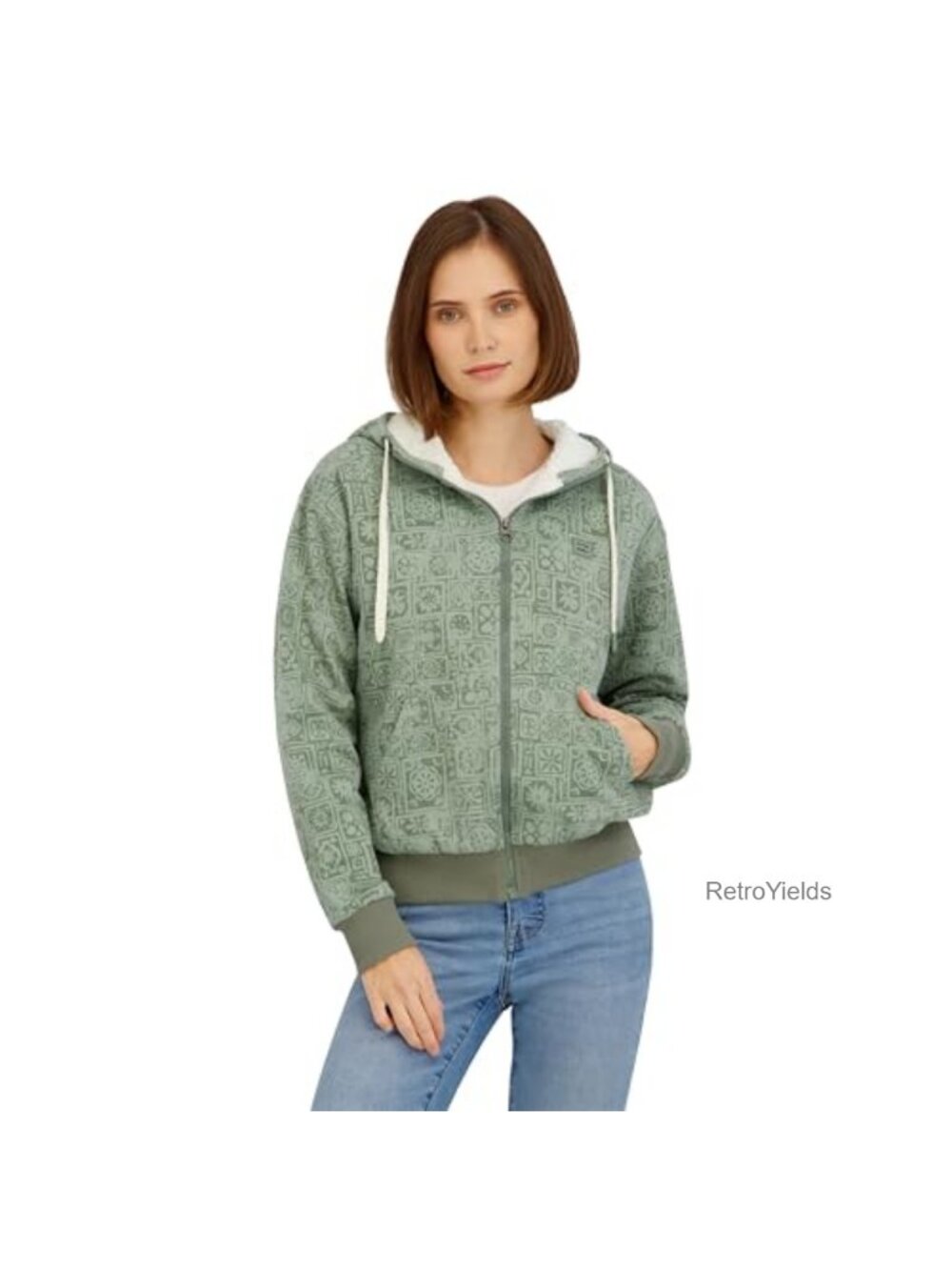 Women's Oversized Sherpa Lined Full Zip Fleece Hoodie Jacket